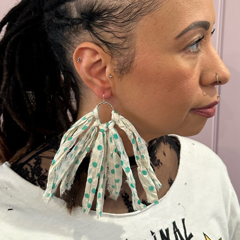 Polka Dot Fabric Earrings